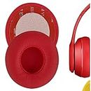 Geekria QuickFit Protein Leather Ear Pads for Solo 2, Solo 2.0 on-Ear Headphones, Replacement Ear Cushion/Ear Cups/Ear Cover, Headset Earpads Repair Parts (Red)