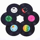Coasters for Drinks with Gift Box - Set of 6 Colorful Retro Vinyl Record Disk Coasters with Funny Labels-Prevent Furniture from Dirty and Scratched-4.2 Inch