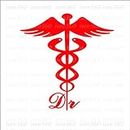 ISEE 360 Doctor Symbol Sticker for Car | Dr Logo Reflective Stickers - Red (8.5 x 8.5 cms)