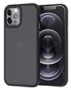 EGOTUDE Premium Hybrid Slim fit Rubberized Matte Semi Transparent Back Cover Case with Metallic Buttons for iPhone 12 & iPhone 12 Pro (Black)