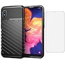 Asuwish Phone Case for Samsung Galaxy A10e with Tempered Glass Screen Protector Cover and Cell Accessories Slim Thin Mobile Soft TPU Silicone Rubber Hybrid Protective A 10e 10ae S102DL Women Men Black