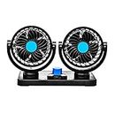 AUTO MT Fan 12V 360 Degree Rotatable Dual Head 2 Speed Quiet Strong Dashboard Auto Cooling Air Fan for All Auto Vehicles