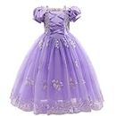 Girls T Shirt Sets Little Girls New Year Cosplay Outfits for Kids Party Fancy Dress Up Long Evening Gown 3 to 12 Years (Purple, 11-12 Years)