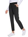 CRZ YOGA Women's Stretch Lounge Sweatpants Travel Ankle Drawstring Athletic Training Track Pants 27 Inches Black Large