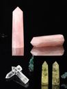 1pc Natural Quartz Crystal Wand Point Healing Reiki Mineral Stone Pink White 