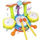 POKONBOY Kids Drum Set Toddler Toys with Adjustable Microphone, Musical Instruments Playset Fit for 2-12 Year Olds Boys and Girls