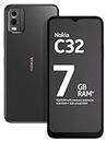 Nokia C32 with 50MP Dual Rear AI Camera | Toughened Glass Back | 4GB RAM, 128GB Storage | Upto 7GB RAM with RAM Extension | 5000 mAh Battery | 1 Year Replacement Warranty | Android 13 | Charcoal