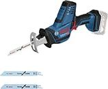 Bosch GSA 18 V-Li C Heavy Duty Cordless Reciprocating Saw (Solo Tool), Low Vibration, 200 mm, 2 kg + 3 x Saw Blades (Wood+ Metal) (18V Batteries and Chargers sold separately)"