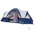 UNP Camping Tent 10-Person-Family Tents, Parties, Music Festival Tent, Big, Easy Up, 5 Large Mesh Windows, Double Layer, 2 Room, Waterproof, Weather Resistant, 18ft x 9ft x78in (Dark Blue)