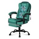 ALFORDSON Ergonomic Office Chair with Massage, Footrest & 150°Recline, Velvet Executive Managerial Chair with SGS Gas-Lift, Swivel Gaming Chair for Computer Task Desk, Max 180kg (Velvet Green)