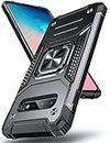 DASFOND Armor Hülle für Samsung Galaxy S10 Case Militär Stoßfest Handyhülle [Upgrade 2.0] 360 Grad Metal Ring Halter Ständer Schutzhülle [für Handyhalterung Auto Magnet], Schwarz