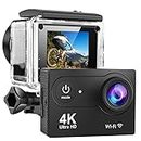 AUSEK UltraHD 4K Action Camera | Waterproof, WiFi, EIS | 170° Wide-Angle Lens | 24MP Photos | 4k @ 60fps Video| Vlogging, Motovlogging, Sports, YouTube,Bike & Helmet Camera