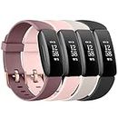 4 Pack Sport Bands Compatible with Fitbit Inspire 2 Bands / Fitbit Ace 3 Bands for Women Men, Adjustable Replacement Sport Wristbands Straps for Fitbit Inspire 2 / Ace 3 (Smoke Violet/Light Pink/Starlight/Black)