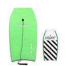Grande Juguete Body Board 41" with EPS Core Slick Bottom and Leash for Kids and Adults (Green)