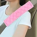 Amooca Soft Auto Seat Belt Cover Seatbelt Shoulder Pad Cushions 2 PCS for a More Comfortable Driving Universal Fit for All Cars and Backpack Pink