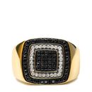 Haus of Brilliance Men's 10K Yellow Gold 3/4 Cttw White And Black Treated Diamond Ring Band - Gold - 9