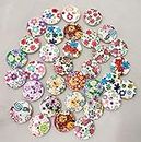 3A Featuretail Multicolor Wooden Buttons for Craft, Decoration, Sewing & DIY Crafts Material (Size 2 CM) (Multicolor Floral Print 20mm, Set of 25pc)