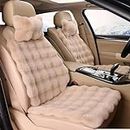 SARUEL Luxury Thickened Plush Car Seat Cushion Set, Fluffy Fuzzy Car Seat Covers, Automotive Seat Cover Accessories (Khaki,B)