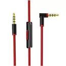 Justfitgear 3.5mm to 3.5mm Transfer Audio Cable Cord with Microphone for Mixr Solo 2.0 3.0 2 3 Studio Headphones (Red)