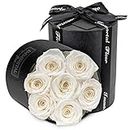 Immortal Fleur Preserved Roses In A Box, Mothers Day Flowers, Forever Everlasting, Mom Birthday Gifts from Daughter, Real Delivery Prime, Sympathy Flowers, White 7