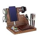 Gifts for Men - Ebony Wood Phone Docking Station - Nightstand with Key Holder, Wallet Stand and Watch Organizer - Perfect Gifts to Boyfriend Husband Wife Dad for Anniversary Birthday Christmas