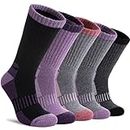 DYW Womens Merino Wool Hiking Socks Thermal Warm Winter Boot Crew Socks Cushion Work Walking Gift Socks 5 Pairs （5 Pairs Color Mix B）