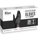 Klex Nitrile Exam Gloves - Medical Grade, Powder Free, Rubber Latex Free, Disposable Examination Grade Glove, Food Safe, Black, Medium, 100 Count
