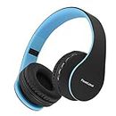 PowerLocus Wireless Bluetooth Over-Ear Stereo Foldable Headphones, Wired Headsets Noise Cancelling with Built-in Microphone for iPhone, Samsung, LG, iPad (Blue)