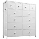 EnHomee White Dresser, Dresser for Bedroom with 12 Drawers White Dressers & Chest of Drawers Tall Dressers for Bedroom Closet, Clothes, Wooden Top，Sturdy Metal Frame, White
