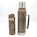 Stanley Legendary Classic Bottle 1L & Trigger Action Travel Mug 0.47L Tan Peter Perch "The Fisherman's Companion"