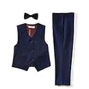 Yuanlu 3 Piece Kids Boys Formal Vest and Pants Set with Bowtie Navy Blue Size 2T