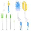 Baby Bottle Cleaning Kit - Set of 9 Cleaning Brushes for Cleaning Baby Milk/Water Bottles, Nipples, Caps, Straws, Tubes, etc. - Makes Your Bottle Sterilising Routine Easier - Safe Food Grade