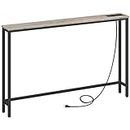 HOOBRO 120 cm Narrow Console Table with Power Outlets, Skinny Behind Couch Table with Charging Station, Long and Thin Table for Entryway, Living Room, Foyer, Greige BG15XG01G1