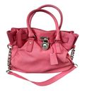 Michael Kors Hamilton Pink Top Handle Handbag Shoulder Bag Silver Chain Strap