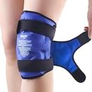 NEWGO Ice Pack for Knee Replacement Surgery, Reusable Gel Cold Pack Knee Ice Pack Wrap Around Entire Knee for Knee Injuries, Knee Ice Wrap for Pain Relief, Swelling, Bruises (Blue)