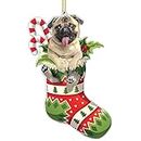 Pug Dog Christmas Tree Ornaments - Pug Dog Lovers Gift Idea for Christmas Xmas Decor - Cute Pug Dog Christmas Tree Hanging