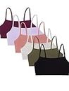 Fruit of the Loom Women's Spaghetti Strap Cotton Pullover Sports Bra Value Pack, Black/Heather Grey/Olive/Purple/Lilac/Dusk, 36