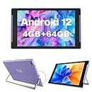 10.1 inch Tablet, TJD Android 12 Tablets, 4GB RAM 64GB ROM (512GB Expandable Storage), Quad Core Processor, HD IPS Screen, 2.0MP Front+8.6MP Rear Camera, Wi-Fi, Bluetooth, Google GMS Tablet