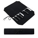 Large Black Chef’s Knife Roll Case, Waxed Canvas Cutlery Knives Holders Protectors, Home Kitchen Cooking Tools Wallet Holds Shears Tongs Length Up to 16.9” (Black)