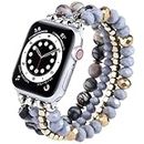 VISOOM Perlen-Boho-Armband, kompatibel mit Apple Watch, 40 mm/38 mm/41 mm, Serie 8 7 SE, Damenmode, handgefertigte Kristallperlen, dehnbares Uhrenarmband für iWatch-Armbänder Serie 6/5/4/3/2/1 Ersatz