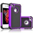 iPhone 4S Case, Tekcoo(TM) [Tmajor Series] iPhone 4 / 4S Case Shock Absorbing Hybrid Best Impact Defender Rugged Slim Grip Bumper Cover Shell w/Plastic Outer & Rubber Silicone Inner [Purple/Black]