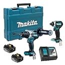 Makita DLX2412T 18V LXT Brushless Cordless 2-Piece Combo Kit with 1/4" Impact Driver and 1/2" Hammer Drill/Driver Two 5.0 Ah Batteries Rapid Charger (DTD154Z/DHP486Z)