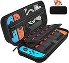 PFATURKHN Carrying Case for Nintendo Switch & Switch OLED Model with 20 Game Cards Holder, Protective Hard Shell Travel Carrying Case Pouch for Nintendo Switch Console & Accessories (Black)
