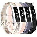 Tobfit for Fitbit Alta HR Bands/Fitbit Alta Band Large Small Straps Varied Colors and Editions for Fitbit Alta HR Fitbit Alta ((Buckle Edition) Champagne Gold+Blush Pink+Gray+Black, Large)