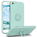 DUEDUE for iPhone SE Case 2020/2022, iPhone 8/7 Case, Soft Liquid Silicone Slim Phone Cover [Microfiber Lining | Ring Holder ],Full-Body Protective Phone Cases, Light Green