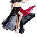 ROYAL SMEELA Black Chiffon Fairy Belly Dance Skirt for Women Tribal Belly Dancing Skirts High Split, One Size, 3 Colors