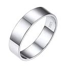 Bestyle 5mm Wide Sterling Silver Band Rings for Women Men Minimalist Knuckle Finger Ring, Dome Style Dainity Rings for Promise/Engagment/Wedding/Anniversary, Size 4