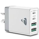 Aioneus 40W USB C Fast Charger, 4-Port USB Wall Charger Plug with Dual PD USB-C Port and QC3.0 USB-A Fast Charging Port Multi USB Power Adapter AU Plug Compatible with iPhone 15/14/13/12,iPad,Samsung