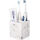 Diatomite Toothbrush Holders for Bathrooms, Electric Toothbrush and Toothpaste Holder 3 Slots Tooth Brush Organizer for Bathroom Countertop, Shower, Vanity - Marble White