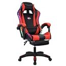Ergonomic Gaming Chair, Video Gamer Chairs with Lumbar Cushion+Headrest+Footrest, Height-Adjustable Office & Computer Chair for Adults Girls Boys, PC Chair with Bluetooth Speakers and LED Lights (Red)